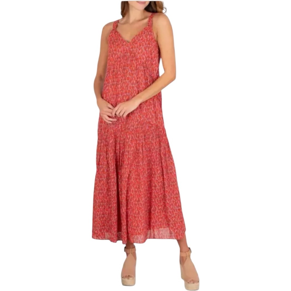 Joie Red Midi Sundress with V-Neck Sleeveless Straps